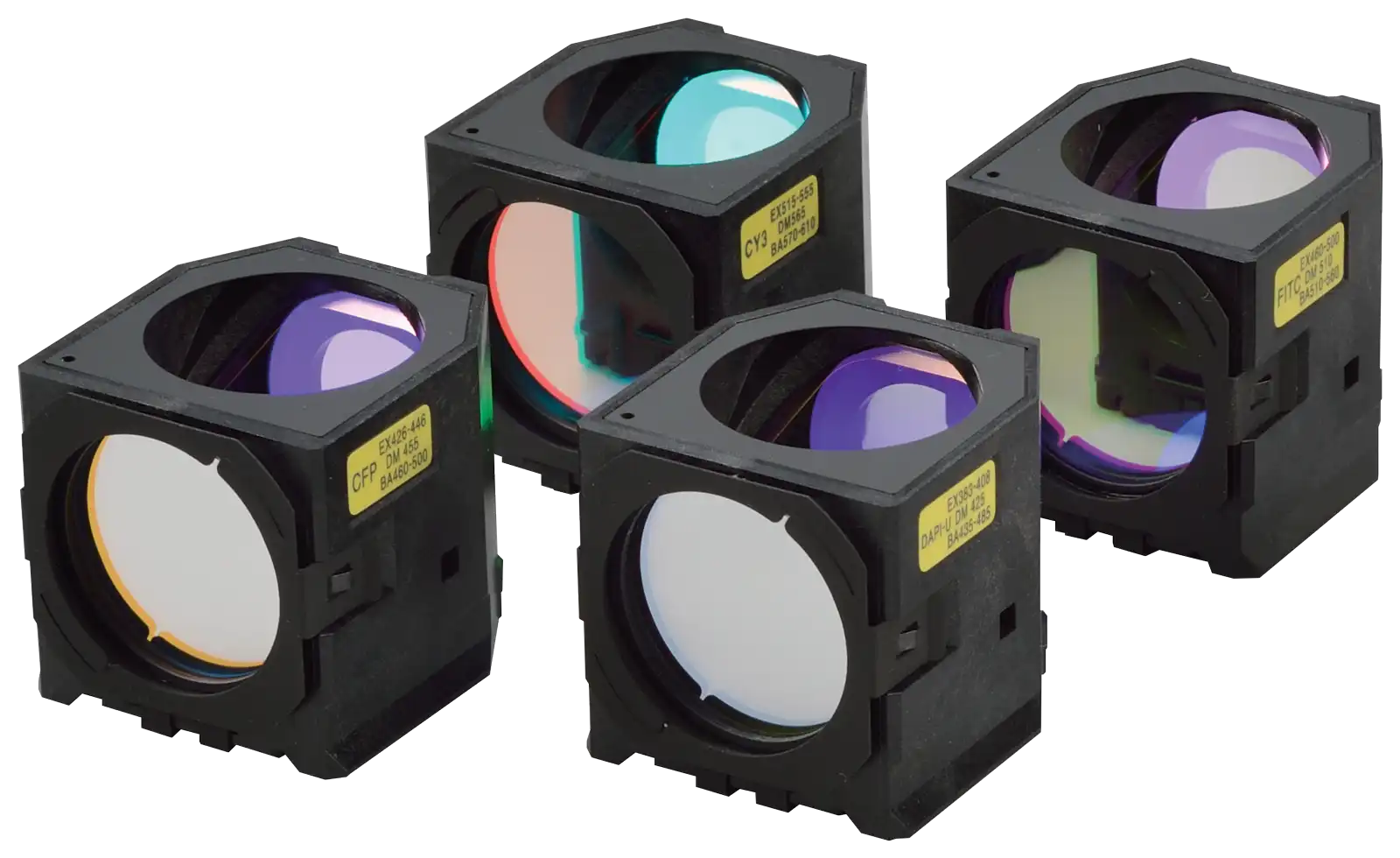 Large diameter fluorescence filter cubes