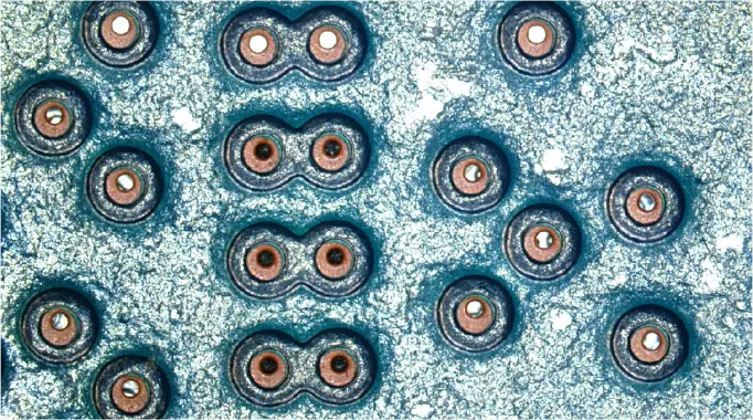 Through holes in printed circuit board